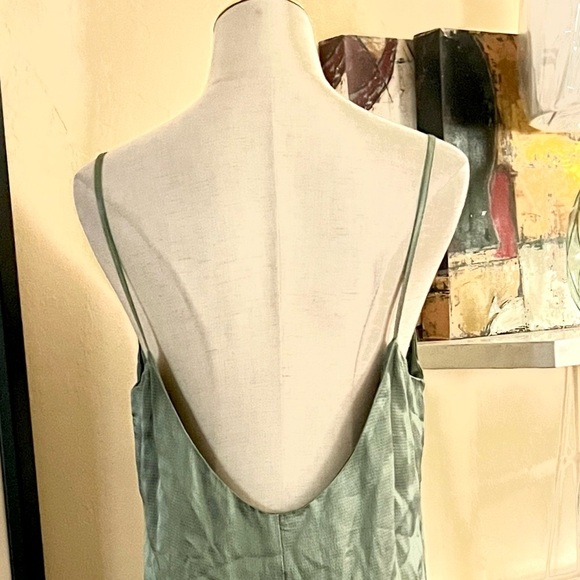 NWT,Mango MNG, Green Dress Elegant Green Satin Slip Dress,Side Splits,Size L - Picture 10 of 14